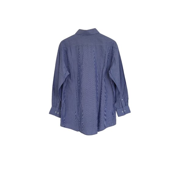 Tommy Hilfiger Blue Striped Button-Up Shirt Mens Size L 16 1/2 (32-33) - Picture 2 of 6